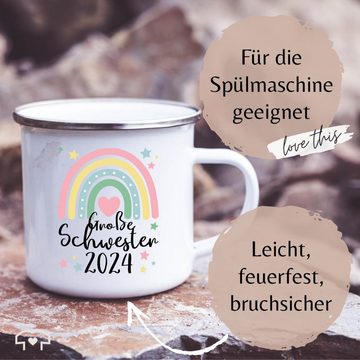 Shirtracer Tasse Große Schwester Geschenk 2024 Regenbogen Big Sister, Stahlblech, Große Schwester