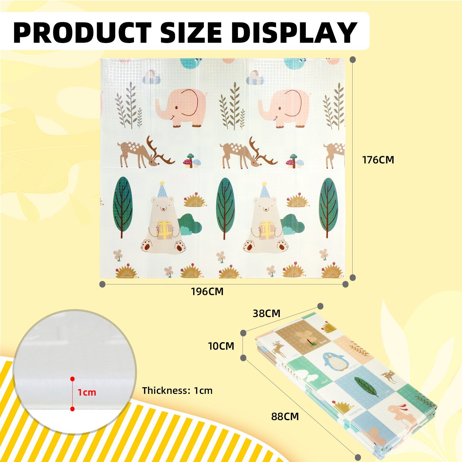 CCLIFE Spielmatte Krabbelmatte Spielmatte Babymatte Faltbar klappbar Wasserdicht, klappbar