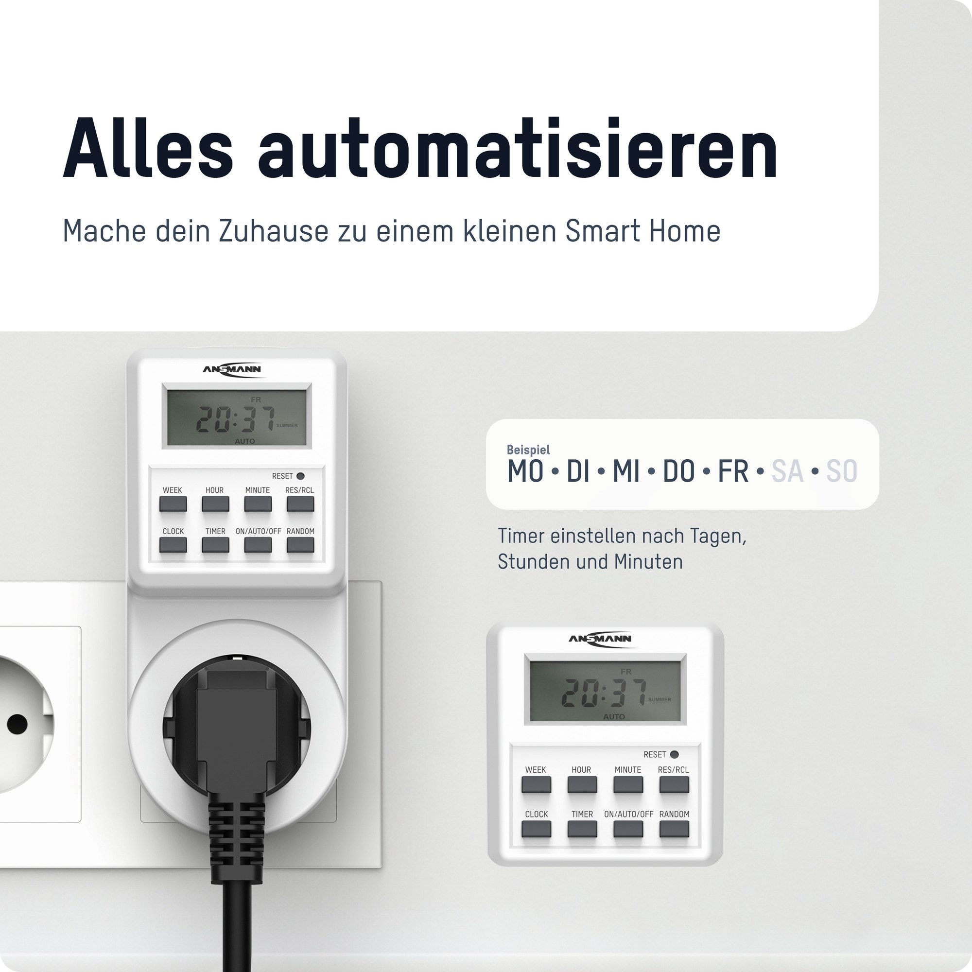 ANSMANN AG Funksteckdose Zeitschaltuhr AES6 individuell programmierbar mit LCD-Display