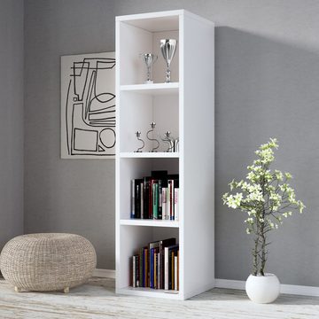 Casaria Bücherregal Skylar, 4 Fächer 106 x 30 x 30 cm Kippschutz Bodenschoner 40kg Belastbarkeit