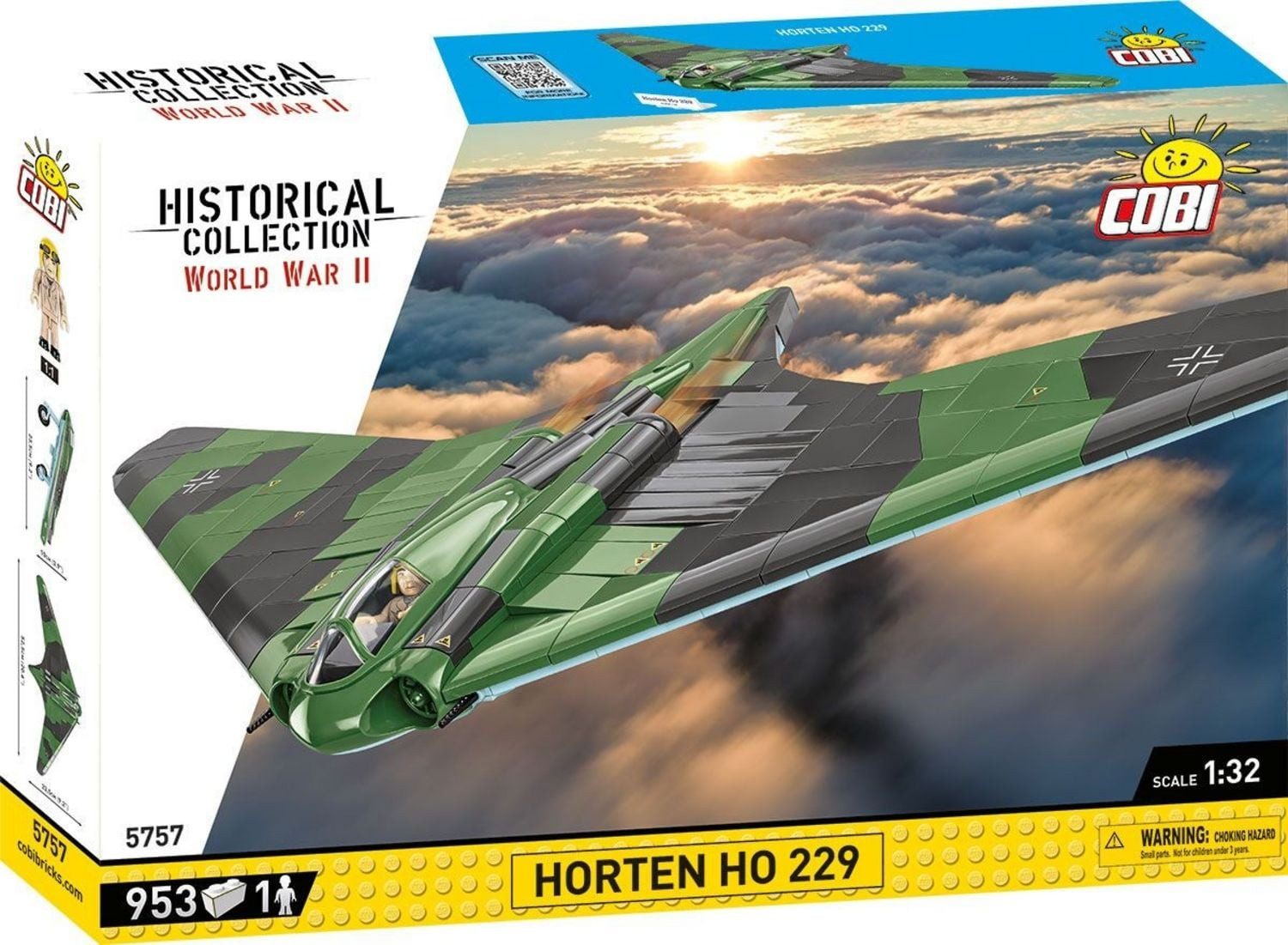 COBI COBI Historical Collection 5757 - Horten HO 229, Nurflügel Flugzeug WW Konstruktions-Spielset