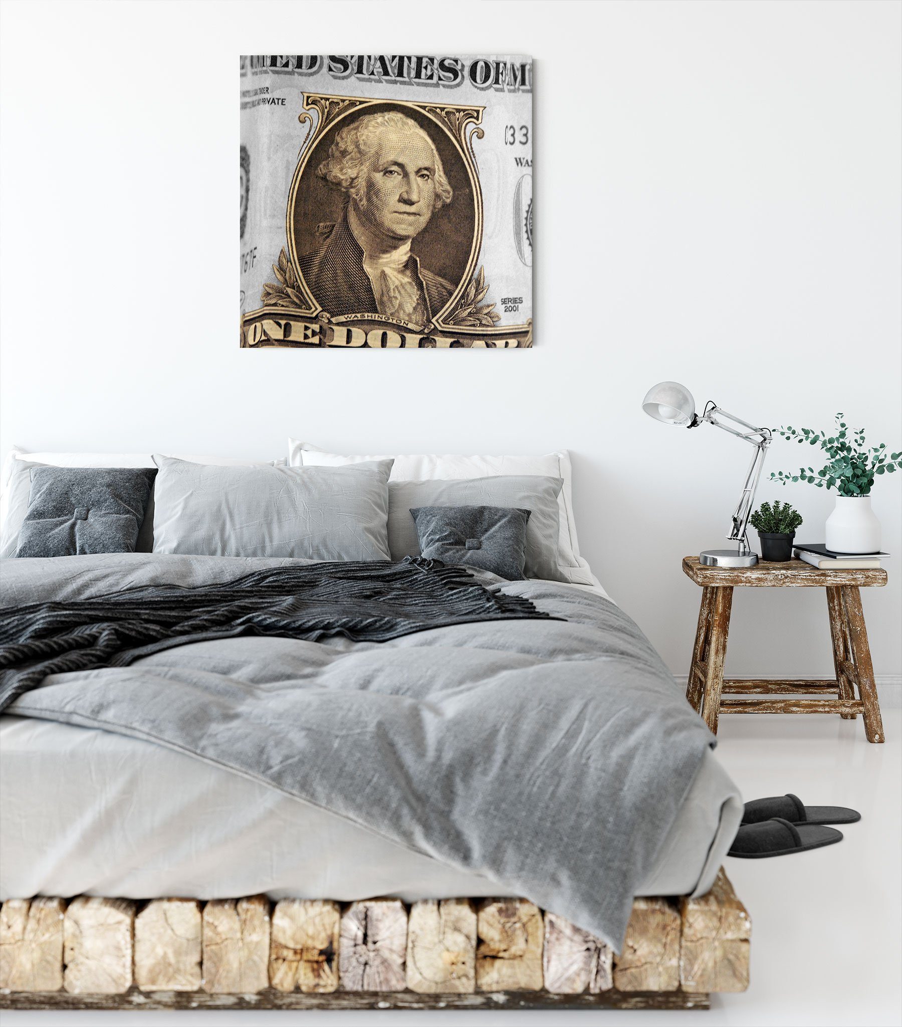 Pixxprint Leinwandbild Washington Dollarschein, Washington Dollarschein (1 St), Leinwandbild fertig bespannt, inkl. Zackenaufhänger