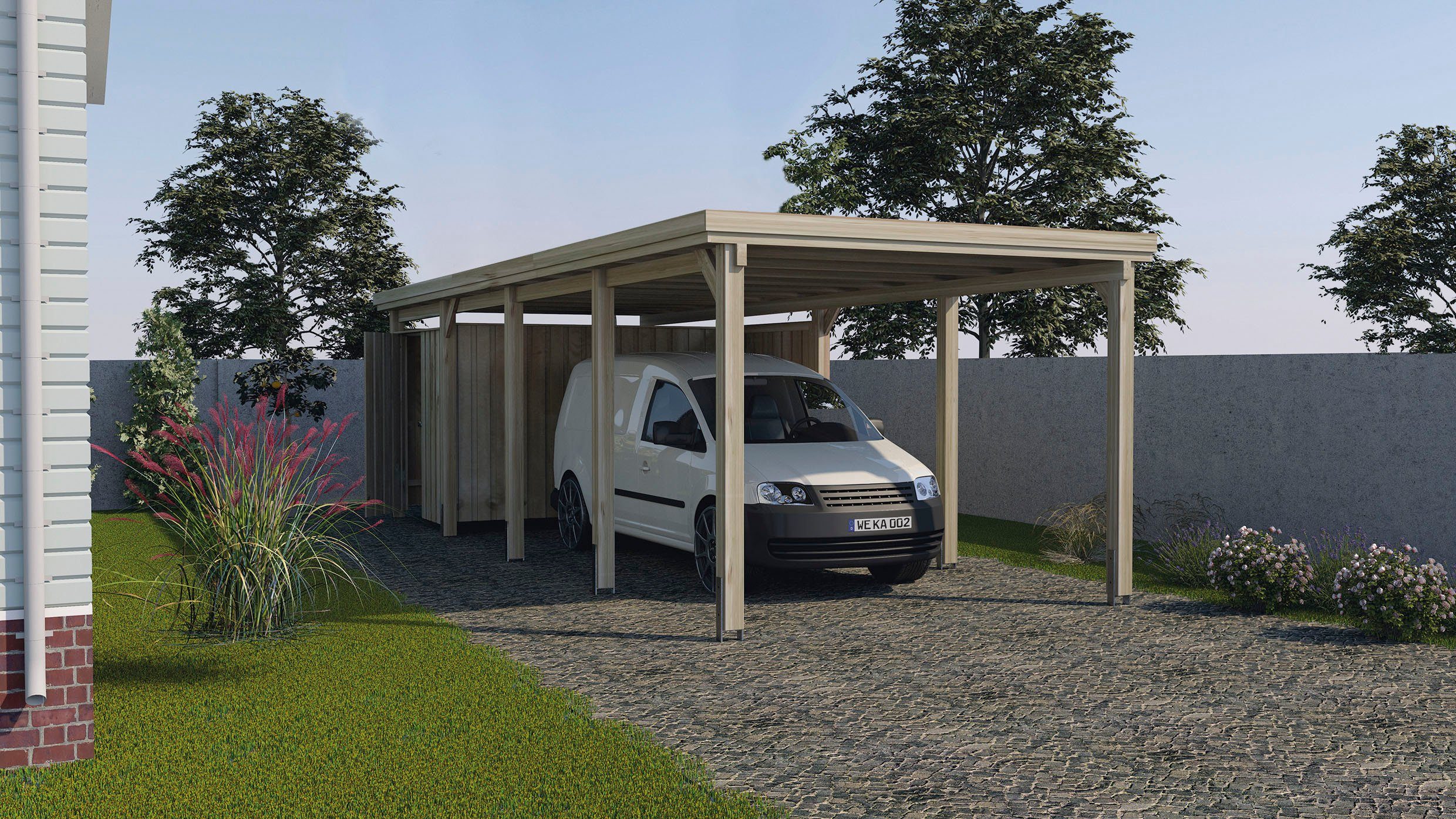 weka Einzelcarport 617 Gr.3, BxT: 322x802 cm, 215 cm Einfahrtshöhe
