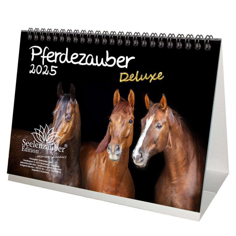 Seelenzauber Tischkalender Pferdezauber DELUXE DIN A5 Kalender für 2025 Pferde