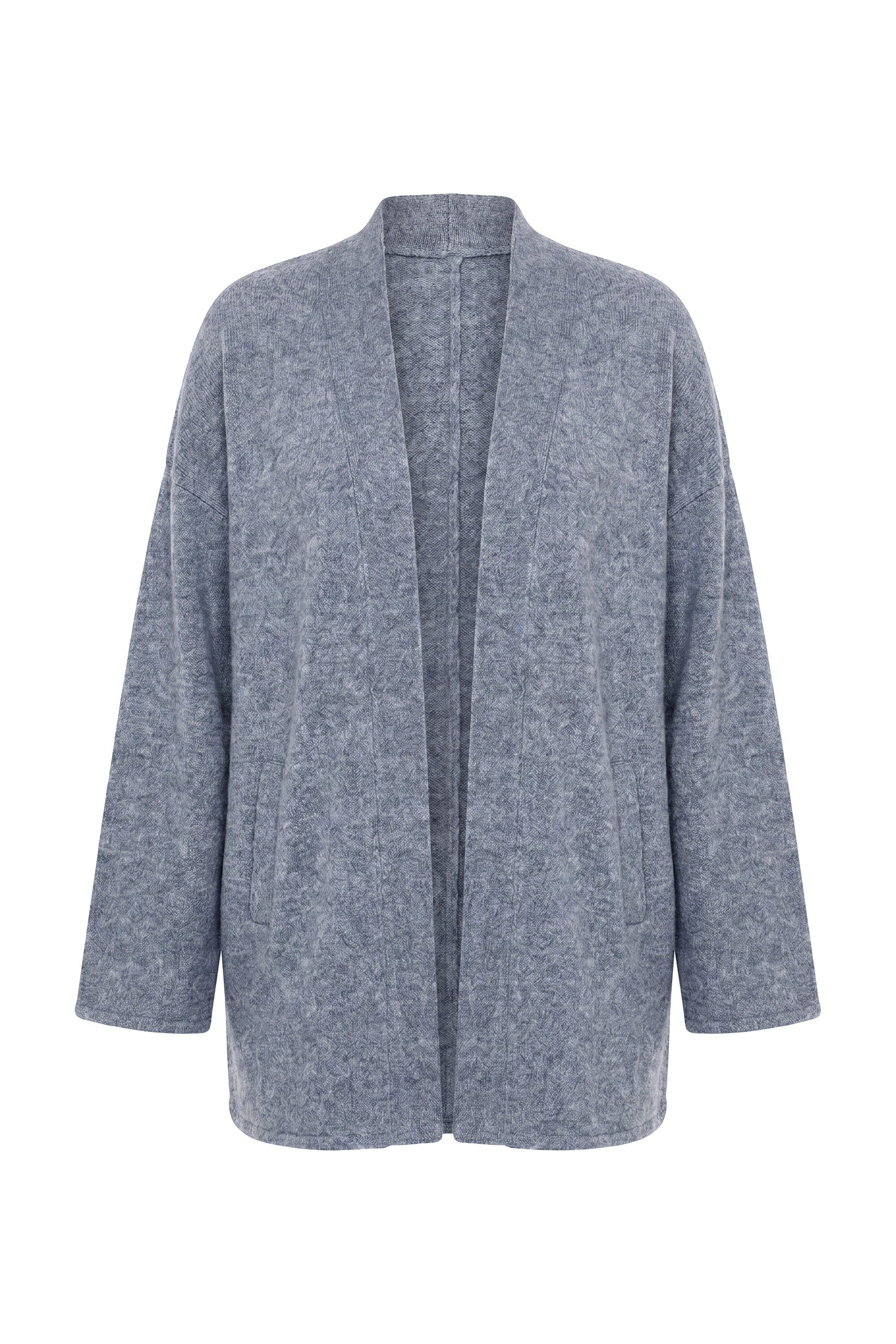 Ulla Popken Strickjacke Kimono-Strickjacke Schalkragen ohne Verschluss – Bild 2 von 4