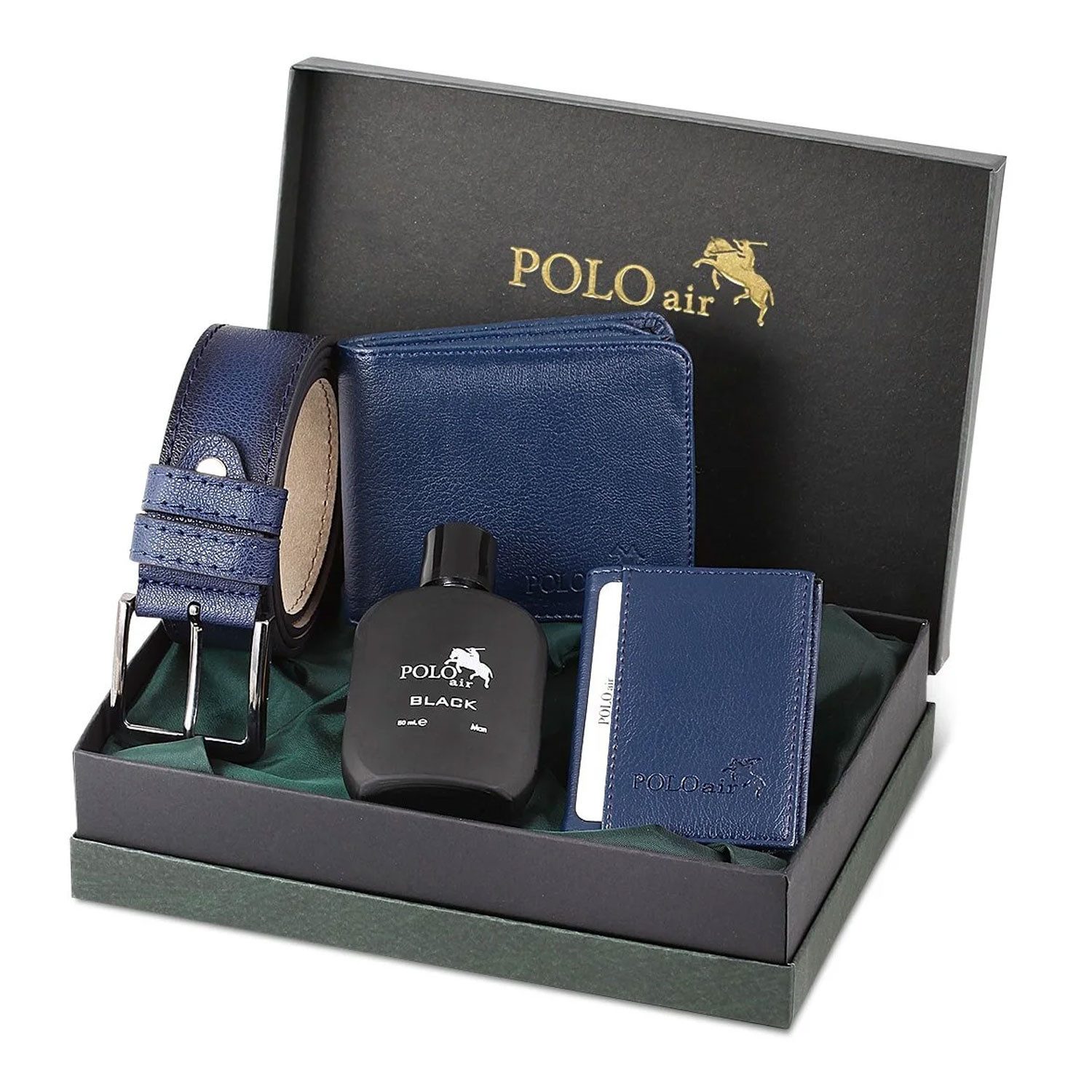 Jungengel Herrendiener Luxus Leder Geschenk Set 5-Teilig Gürtel, Parfüm, Geldbörse Herren, (Set, 4 St., All in One), Luxuriöses 4-teiliges Herren-Set, Ideales Geschenk für Männer