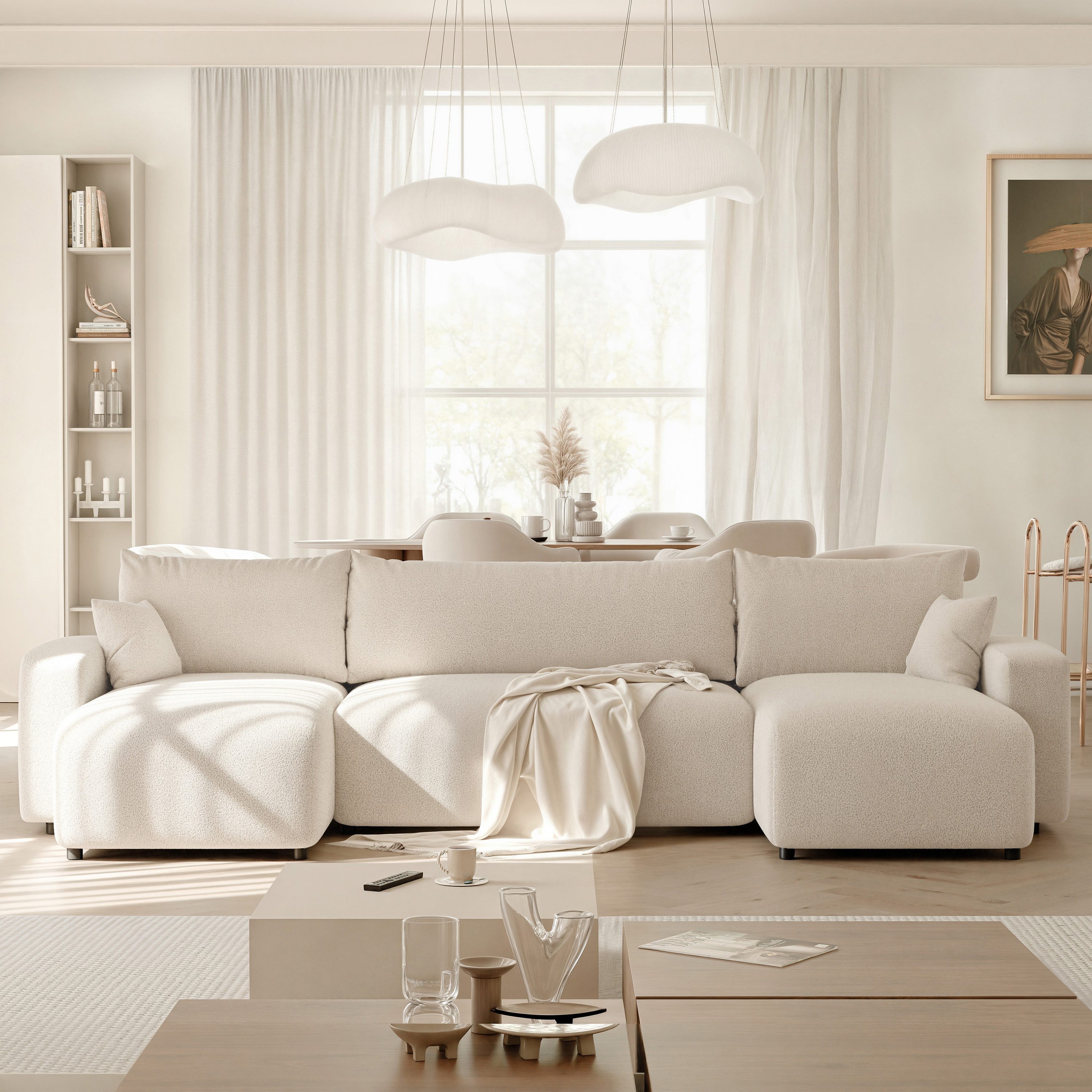yourhouse24 Wohnlandschaft XXL PIANO U im modernen Design (318 cm) – Mit Schlaffunktion, Seite universal