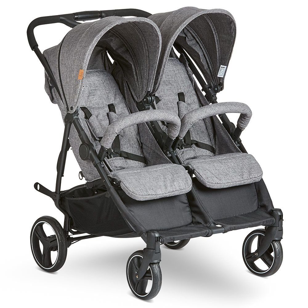 ABC Design Zwillingsbuggy Twin - Circle Line - Woven Graphite, (8-tlg), Zwillingsbuggy Zwillingswagen mit Liegefunktion (inkl. Regenverdeck)