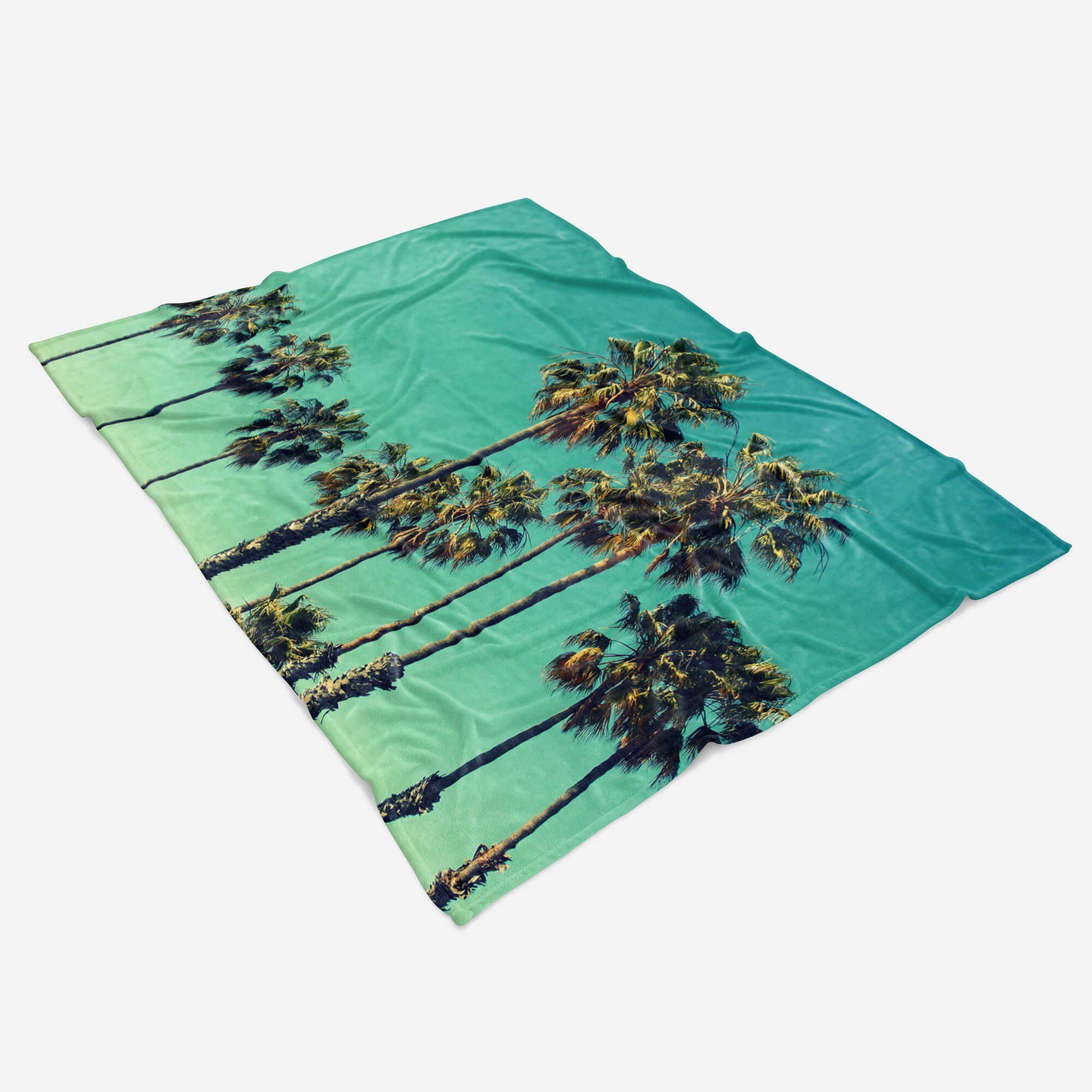 Strandhandtuch Sommer Baumwolle-Polyester-Mix Saunatuch Sinus Sonn, Handtuch Fotomotiv Kuscheldecke Palmen Handtücher mit Art (1-St), Handtuch