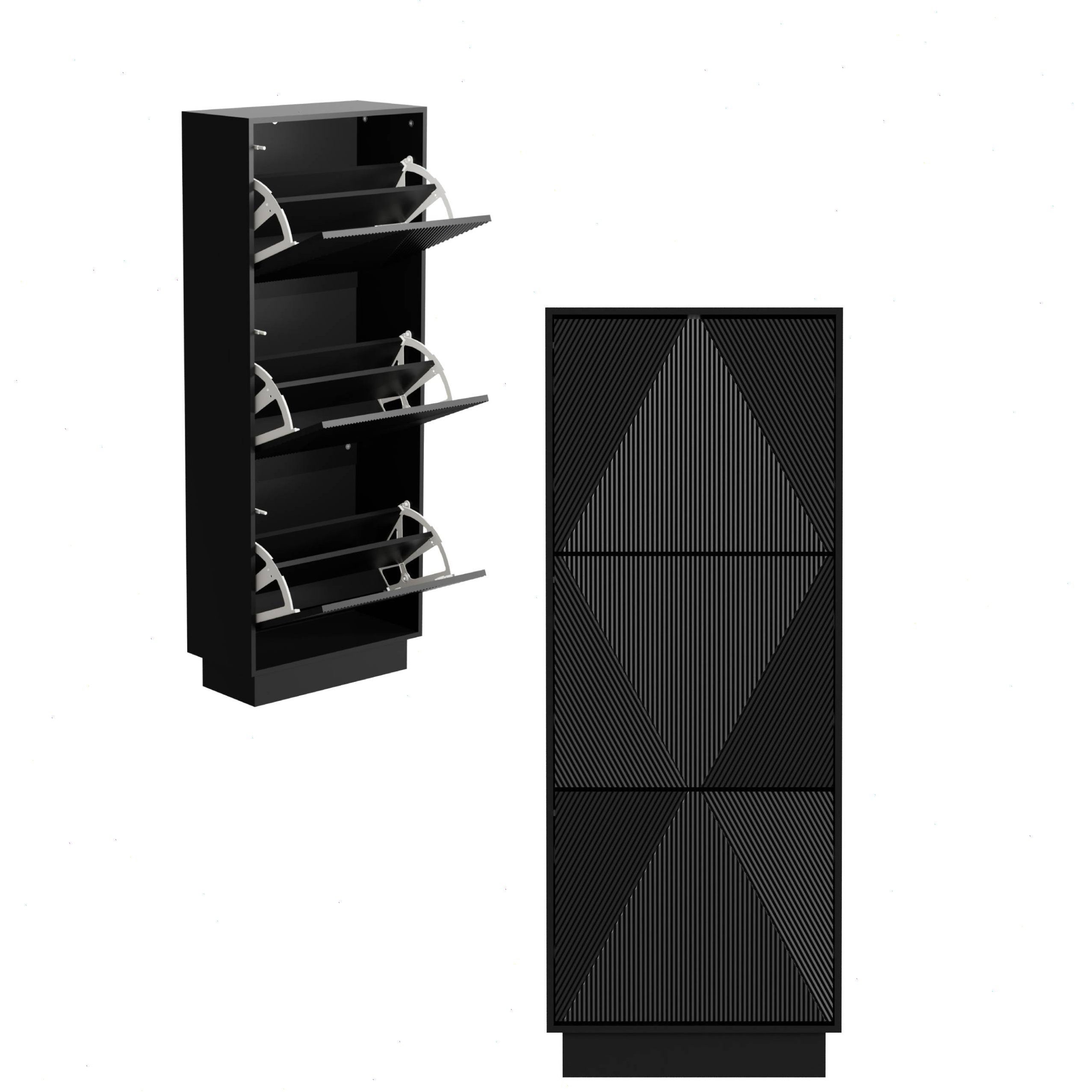 UEV Schuhschrank mit 3 Klappen Schuhregal hoch schmal (Schuhkommode,Anti-Ki günstig online kaufen