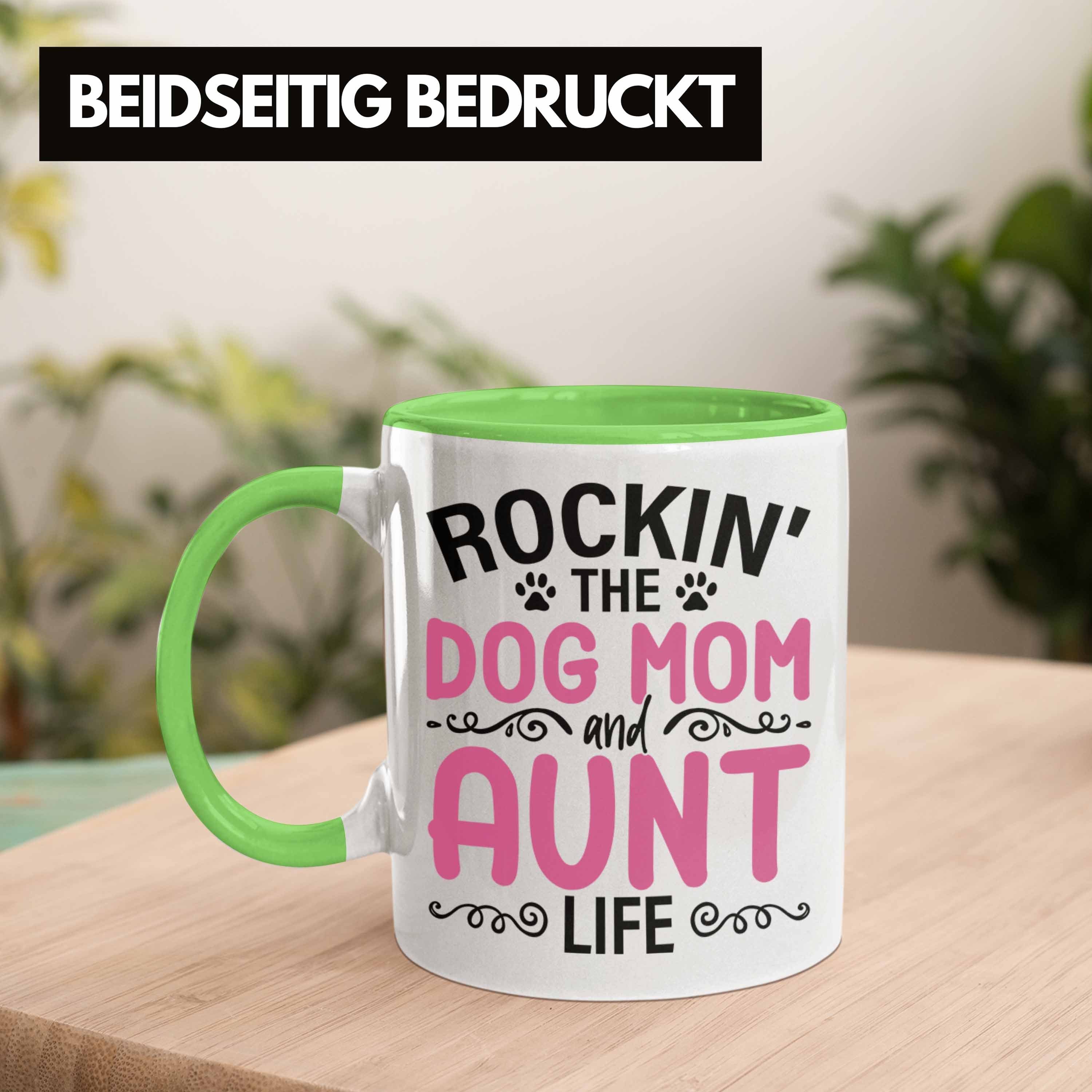 Trendation Tasse Trendation - Tante Beste Lustig Mutter Hunde Grün Tasse Geschenkidee Geschenk Tante Hundemama