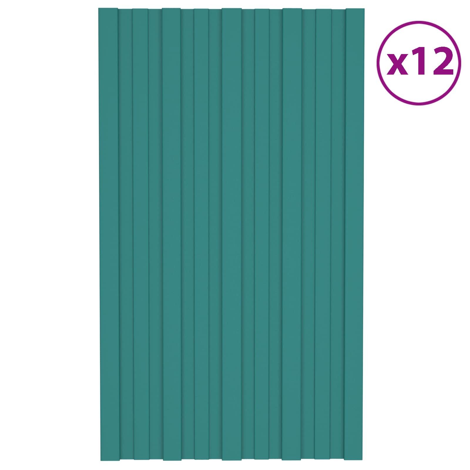 vidaXL Terrassendach Dachpaneel 12 stk. Grün 80 x 45 cm Verzinkter Stahl, (12-St)