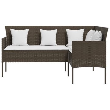 vidaXL Loungesofa Sofa in L-Form mit Kissen Poly Rattan Braun, 1 Teile