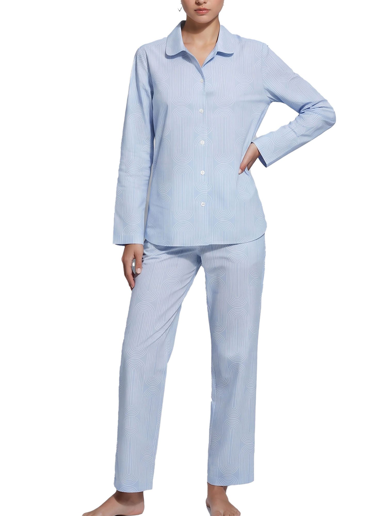 seidensticker Pyjama Damen Pyjama Lang bodywear (Packung, 1 tlg) aus Modal, dezenter Allover-Print, Hemdkragen, durchgeknöpft