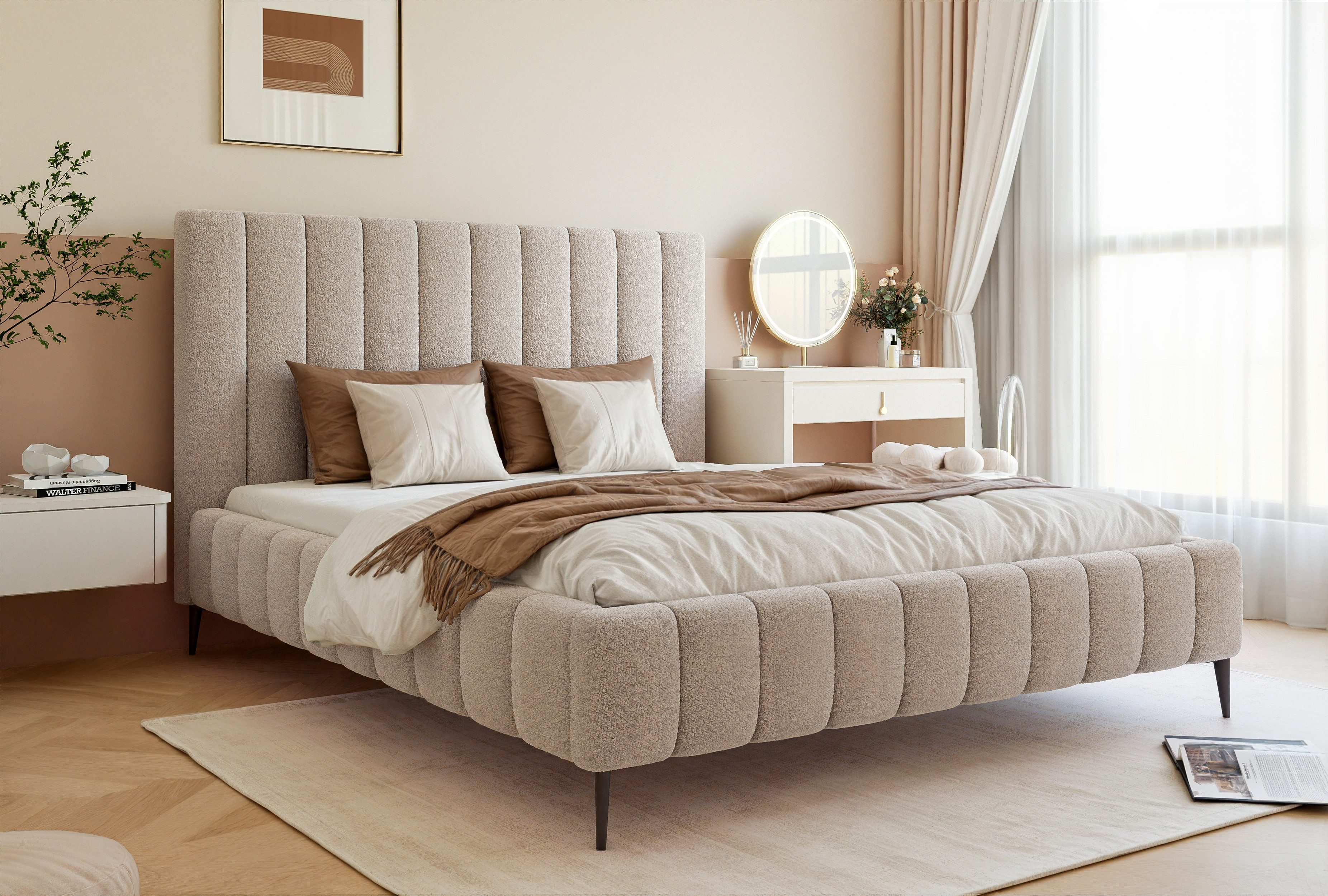 Goldstoff Polsterbett Luxuriöses Bett mit hohem günstig online kaufen