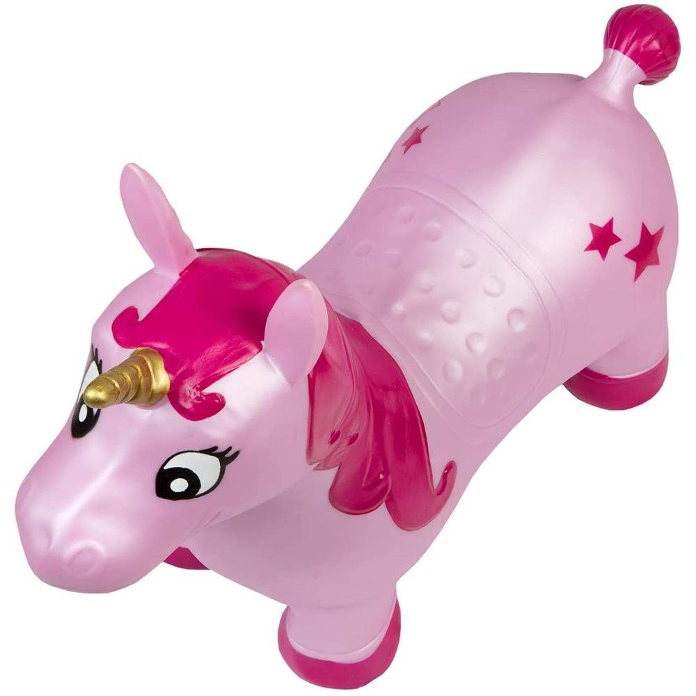 Idena Hüpftier Einhorn, Pink mit Sternen, mit Luftpumpe