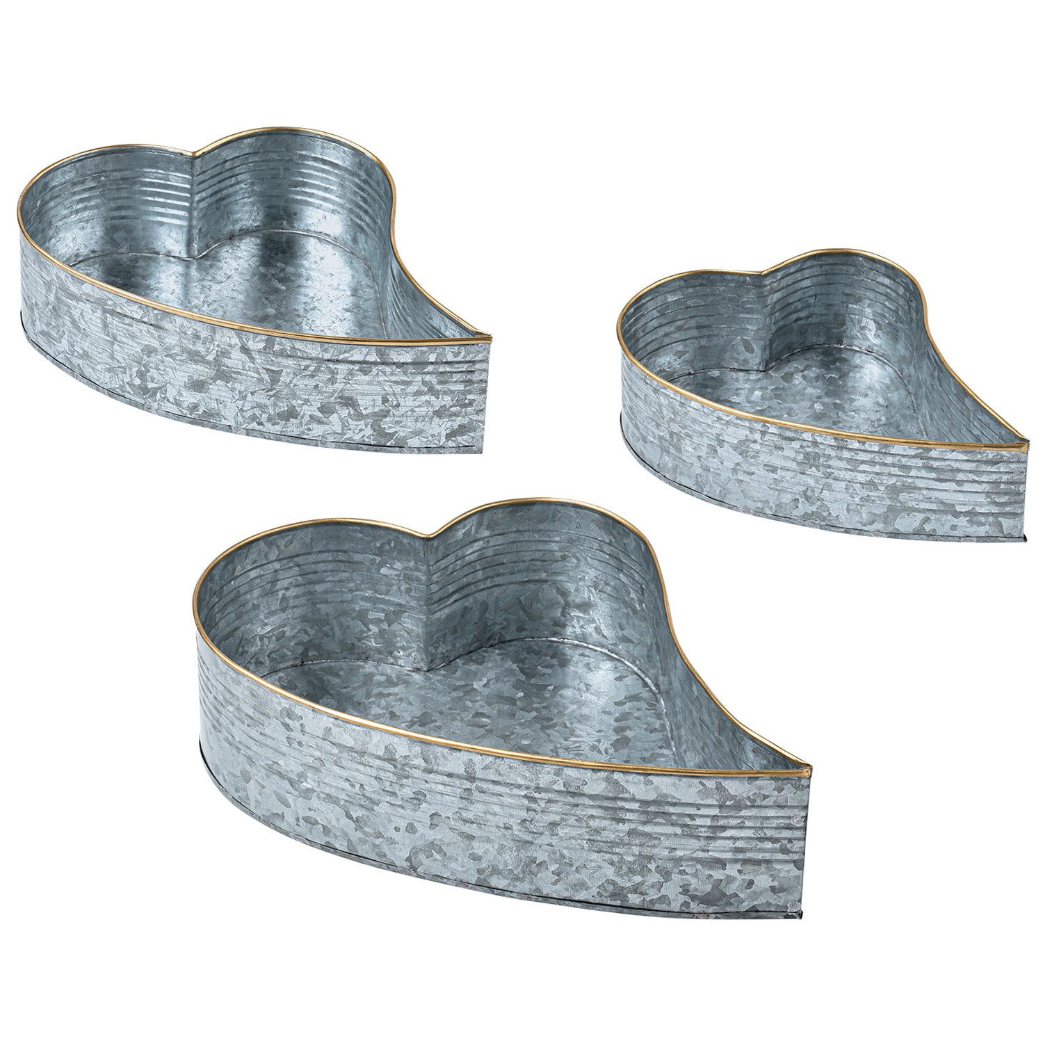 Marrakesch Orient & Mediterran Interior Dekotablett 3er Set Vintage Tablett Valentin modern aus Metall in Silber 31 cm (3 St., 3 Teilig), silberfarben