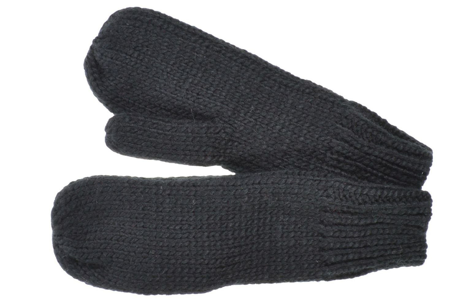 Seeberger Strickhandschuhe Strickfäustlinge mit Fleecefutter 10-schwarz