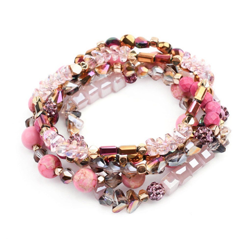 Dekorative Armband Set Naturstein Kristall-Perlenschnüre,farbigen 5-tlg), Perlen Armband(Set