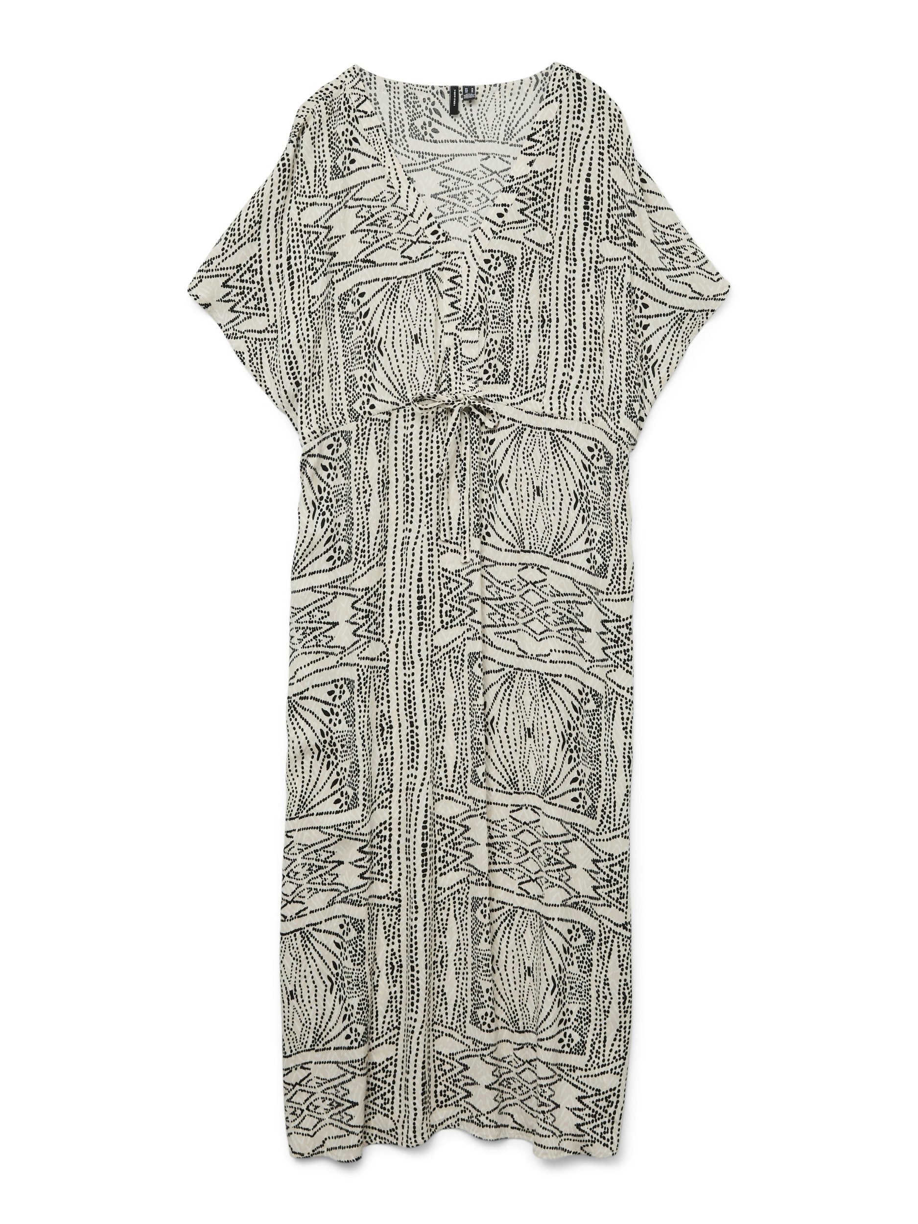 Vero Moda Cocktailkleid VMMENNY SS 7/8 KAFTAN WVN GA Oatmeal/Tenna