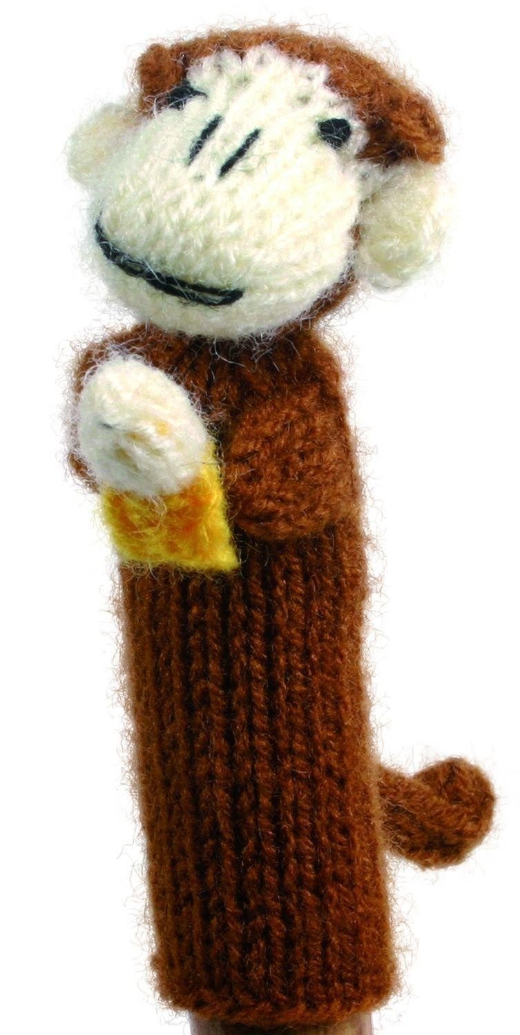El Puente Fingerpuppe Gestrickte Fingerpuppe "Affe mit Banane", Handmade, Fair Trade