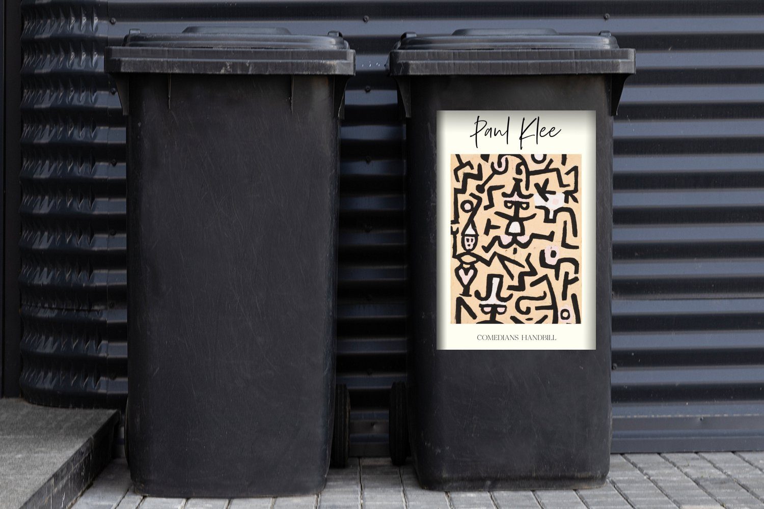 Wandsticker Sticker, Paul St), der Komödianten Mülleimer-aufkleber, (1 - Mülltonne, Kunst Abfalbehälter Flugblatt MuchoWow klee - Container,
