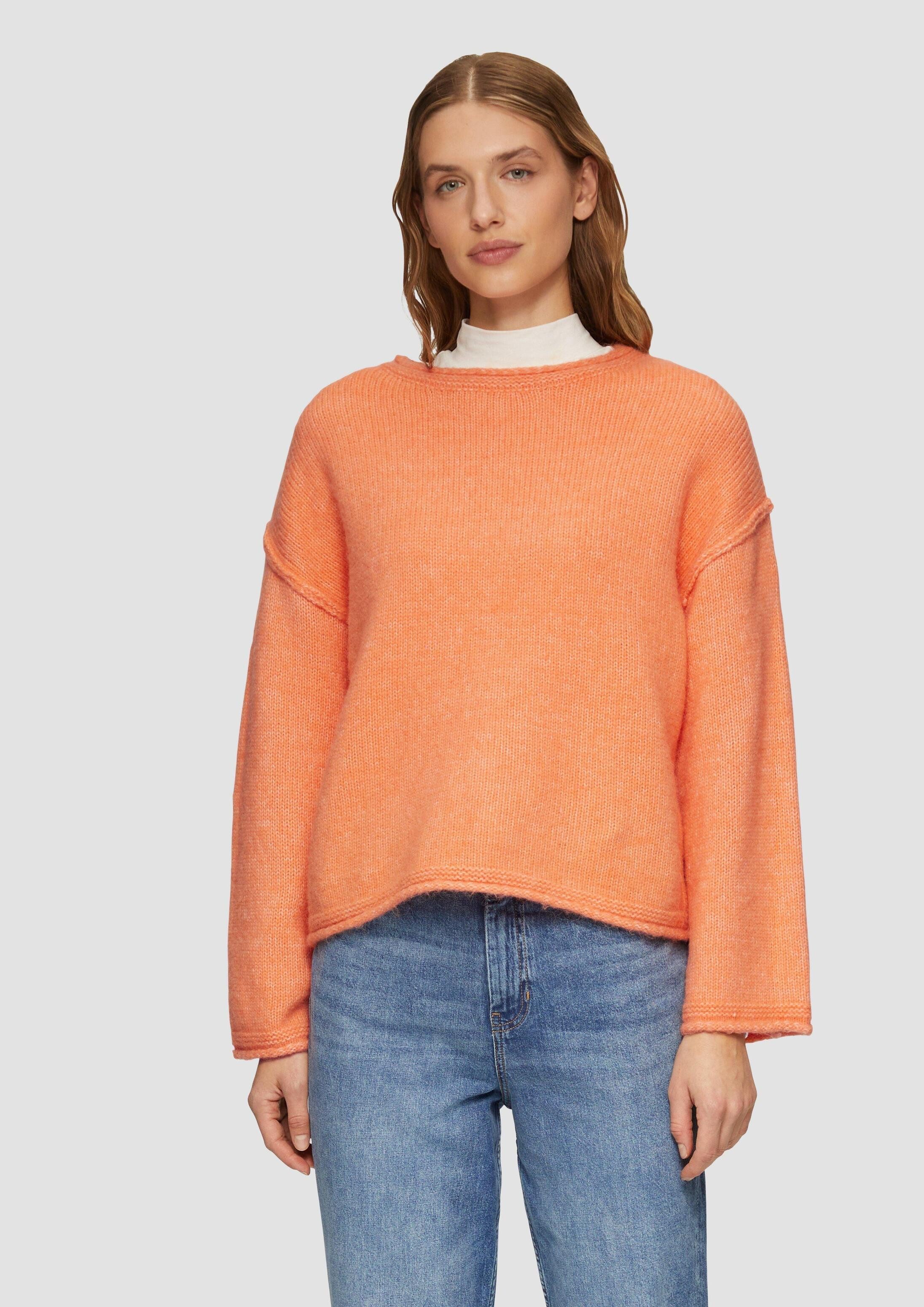 s.Oliver Longpullover Strickpullover Strickpullover mit weiten Ärmeln im Relaxed Fit
