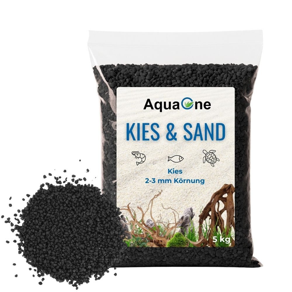 Aquaone Aquarienkies 5 kg Schwarzer Quarzkies (2-3 mm) – Premium Bodengrund für Aquarien