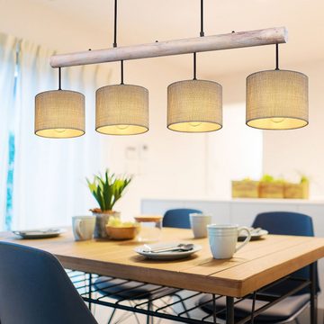 etc-shop Smarte LED-Leuchte, Leuchtmittel inklusive, Kaltweiß, Warmweiß, Neutralweiß, Tageslichtweiß, Farbwechsel, Smart Hänge Lampe Decken Leuchte Holz Textil Pendel grau