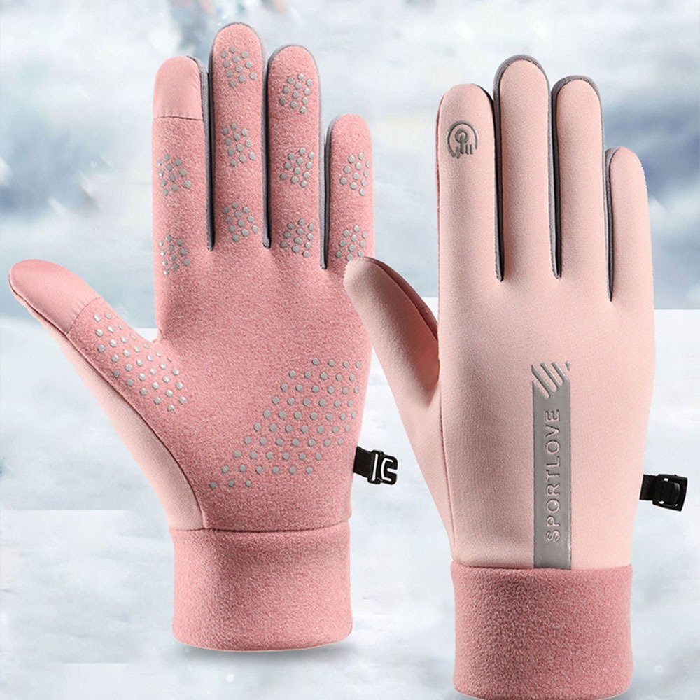 girl pink Winddichte Thermo-Sporthandschuhe Sport-Touchscreen-Wärmehandschuhe, Fahrradhandschuhe Blusmart