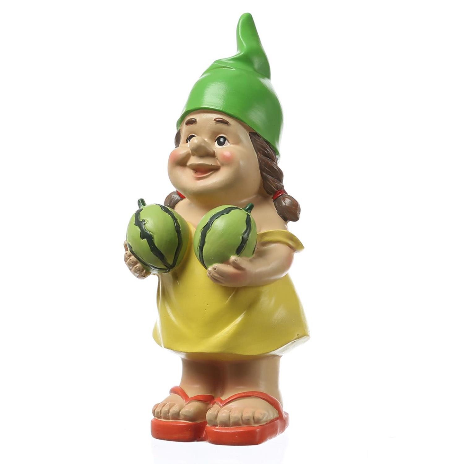 Gartenzwerg Zwerg mit Melonen Lustige Gartenfigur Gartendeko Gartenwichtel 22,5cm
