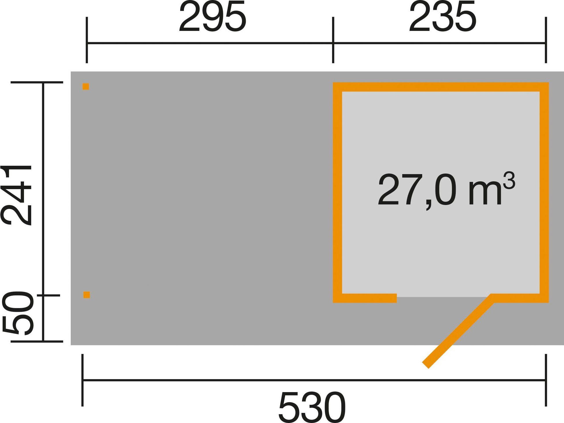 (Set), Anbaudach Designhaus weka 172 mit 575x314 cm, B, BxT: Gartenhaus