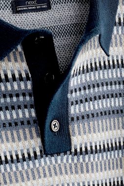 Next Polokragenpullover Kurzärmliges Poloshirt mit Muster (1-tlg)
