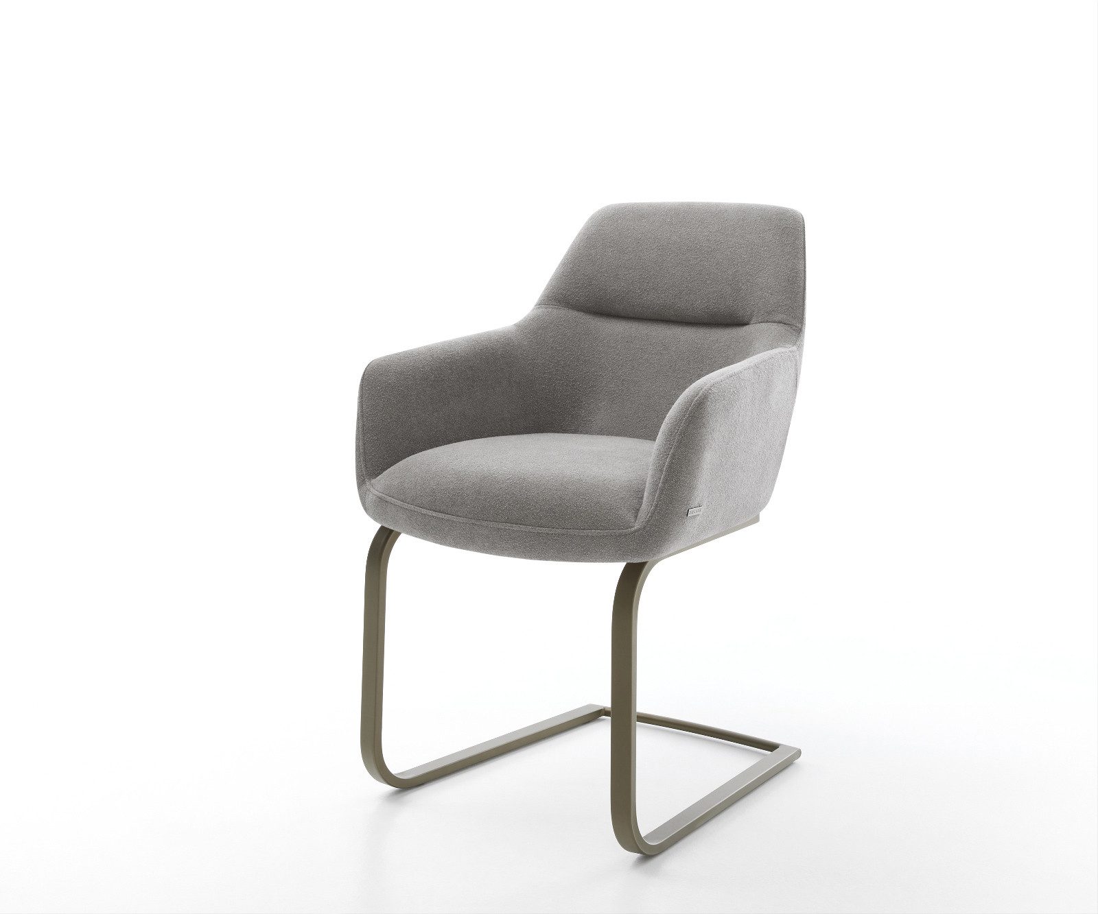 DELIFE Polsterstuhl Pejo-Flex, Freischwinger flach Effektfinish Titan Strukturstoff Soft Grau Taschen