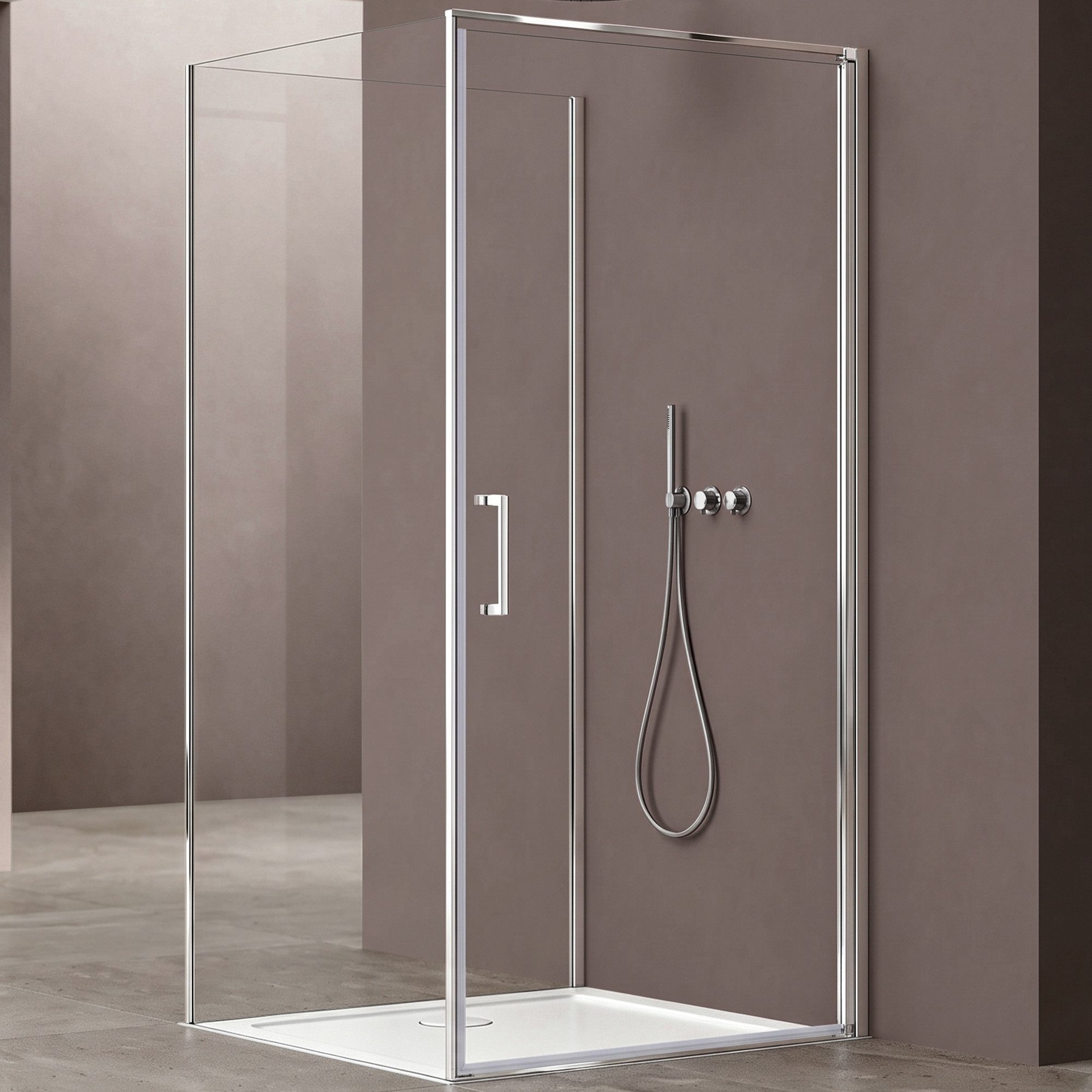 doporro Grossraumdusche Duschkabine 90x90cm U-Form 8mm ESG mit Nano-Beschichtung Rav36UK, BxT: 70x75 cm, Einscheibensicherheitsglas, Hebe-und Senkmechanismus, 15mm Verstellbereich