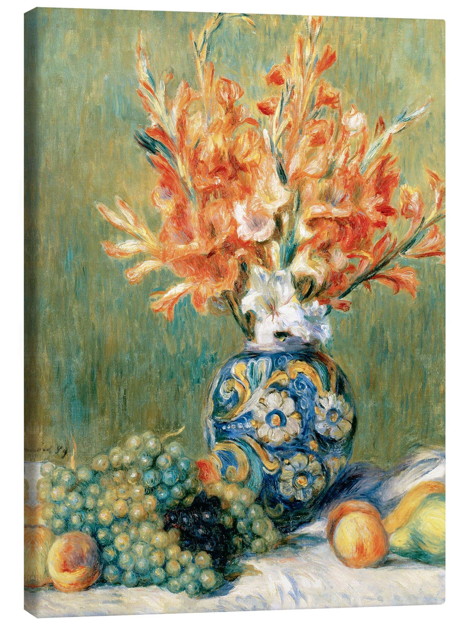 Posterlounge Leinwandbild Pierre-Auguste Renoir, Stillleben mit Obst und Blumen, Malerei