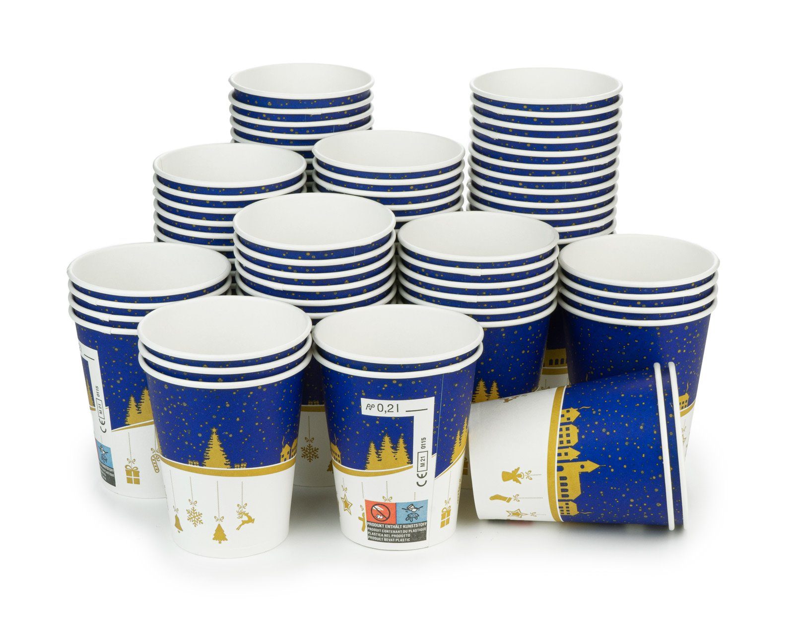 OCTOPUS Einwegbecher 75x Glühweinbecher, Pappbecher Wintermotiv mit 200ml Füllvolumen, 75-tlg., Pappe