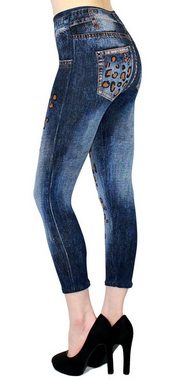 dy_mode 7/8-Jeggings Damen Capri Jeggings 7/8 Leggings Jeans Optik Sommer Jeggins mit elastischem Bund, High Waist