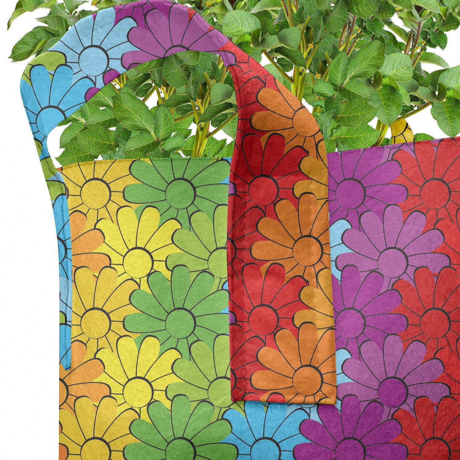 mit Blumen Pflanzkübel Griffen Pflanzen, für Regenbogen Stofftöpfe hochleistungsfähig Abakuhaus farbige Blumen