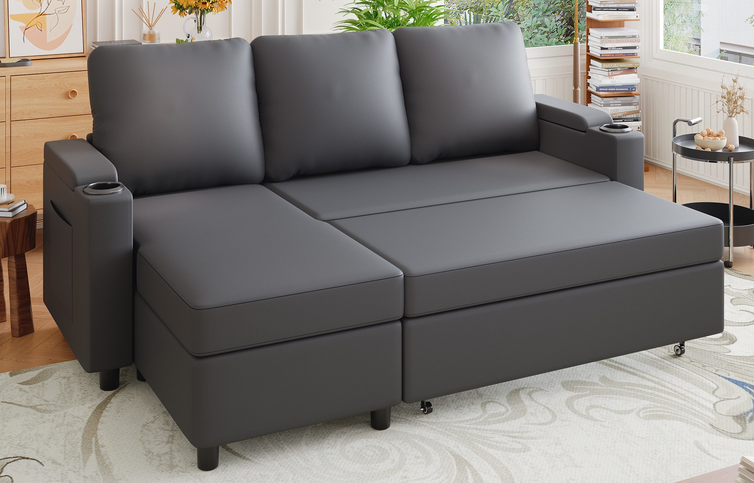 HOMALL Ecksofa Multifunktionaler Stauraum Ausziehbares L-förmiges Schlafsof günstig online kaufen