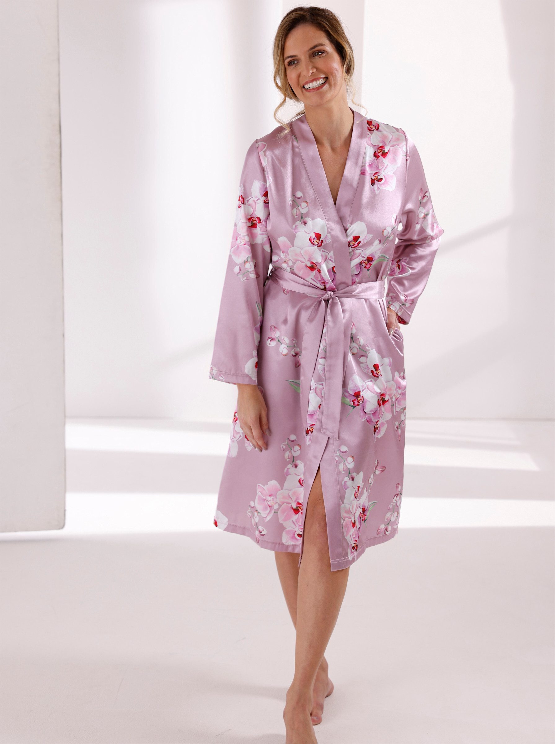 Witt Morgenmantel Morgenmantel Langarm, Polyester, Satin