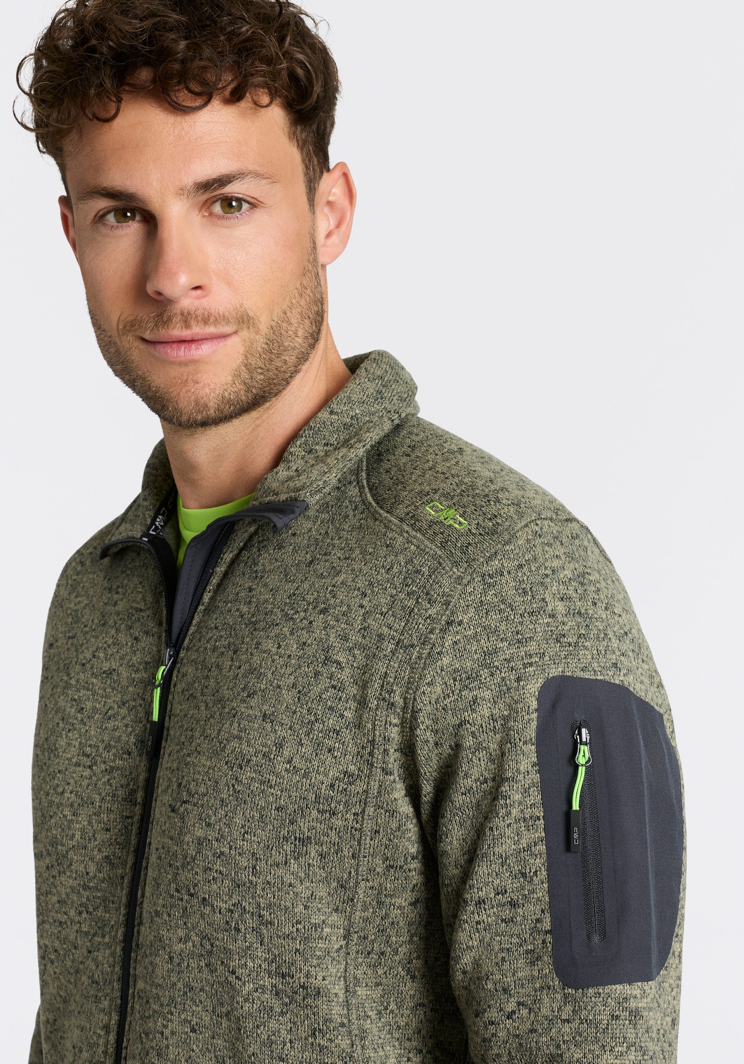 CMP Strickfleecejacke MAN JACKET atmungsaktiv, schnell trocknend, wärmend, Übergangsjacke