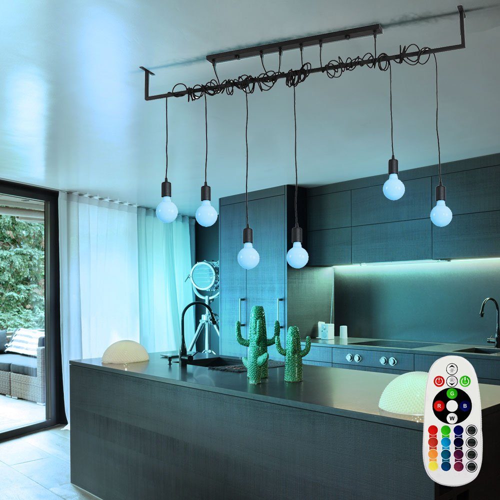 etc-shop LED Pendelleuchte, Leuchtmittel inklusive, Warmweiß, Farbwechsel, Hängelampe Höhenverstellbar schwarz Hängelampe Balken Lampen