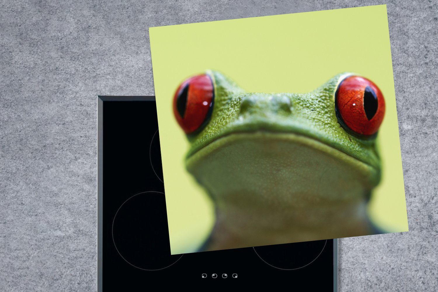 MuchoWow Herdblende-/Abdeckplatte Frosch - Reptil tlg), (1 Vinyl, cm, Arbeitsplatte für - 78x78 küche Ceranfeldabdeckung, Rot