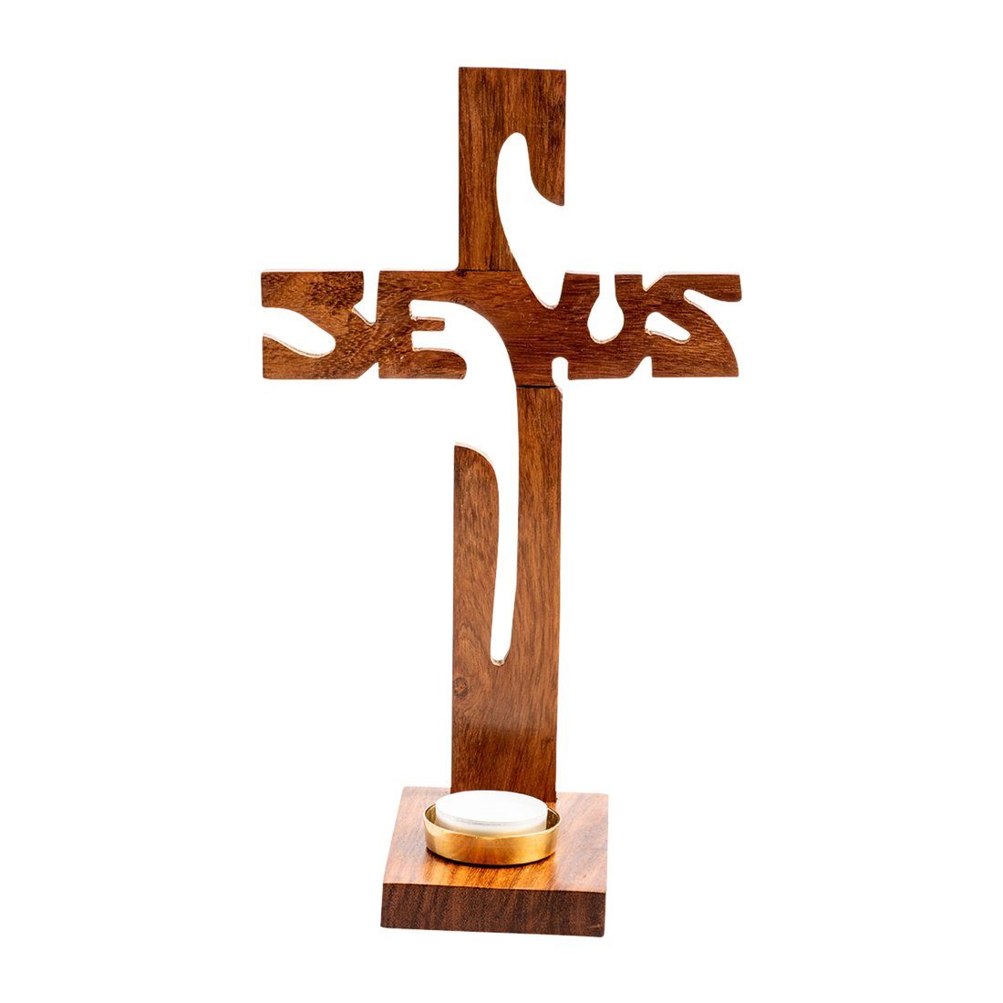 NKlaus Kerzenständer Standkreuz Jesus Höhe 29cm Stehkreuz aus Holz Lack günstig online kaufen
