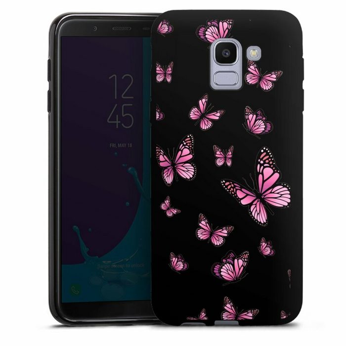 DeinDesign Handyhülle Schmetterling Muster Motiv ohne Hintergrund Schmetterlinge Pink Samsung Galaxy J6 Duos (2018) Silikon Hülle Bumper Case