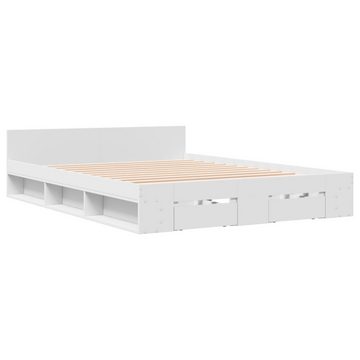 vidaXL Bett Bettgestell mit Schubladen Weiß 120x200 cm Holzwerkstoff