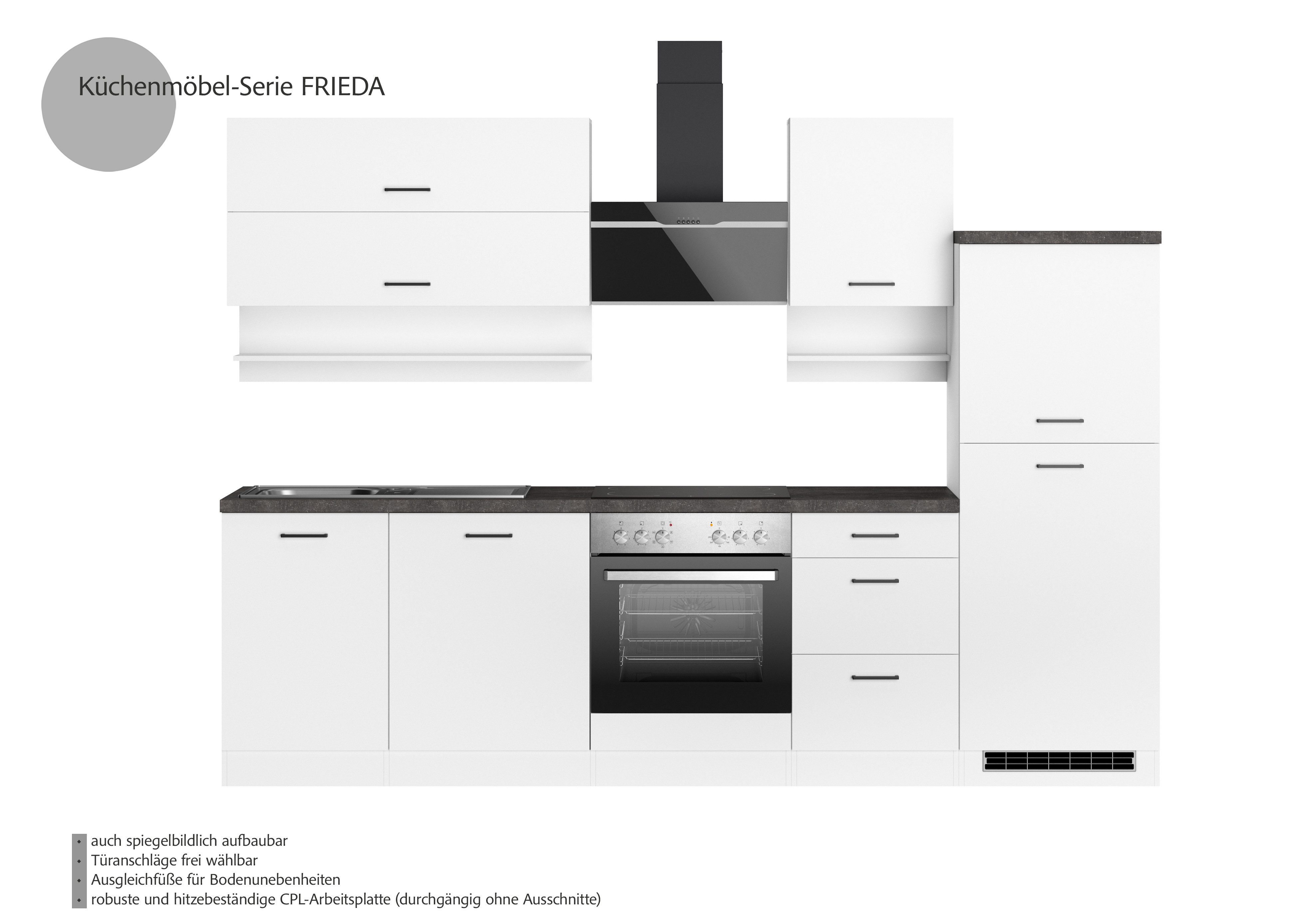 KOCHSTATION Küchenzeile KS-Frieda Breite 280 cm, wahlweise mit E-Geräten, mit 38mm starker Arbeitsplatte – Bild 3 von 5