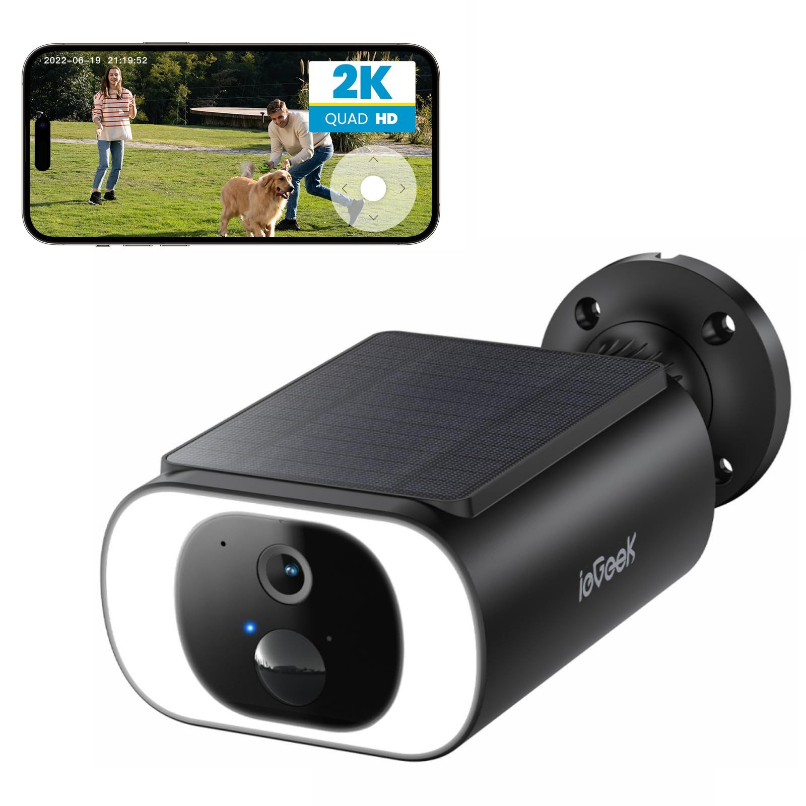 TWUFY Überwachungskamera 4MP Überwachungskamera Aussen Set WLAN Kamera Outdoor Solar (Außenbereich, PIR Bewegungsmelder, kompatibel Alexa,IP65, 1-tlg., Außenbereich, 1-tlg, 2-Wege Audio, Mikrofon, Nachtsicht, WLAN Solar Akku Überwachungssystem PIR-Bewegungserkennung)