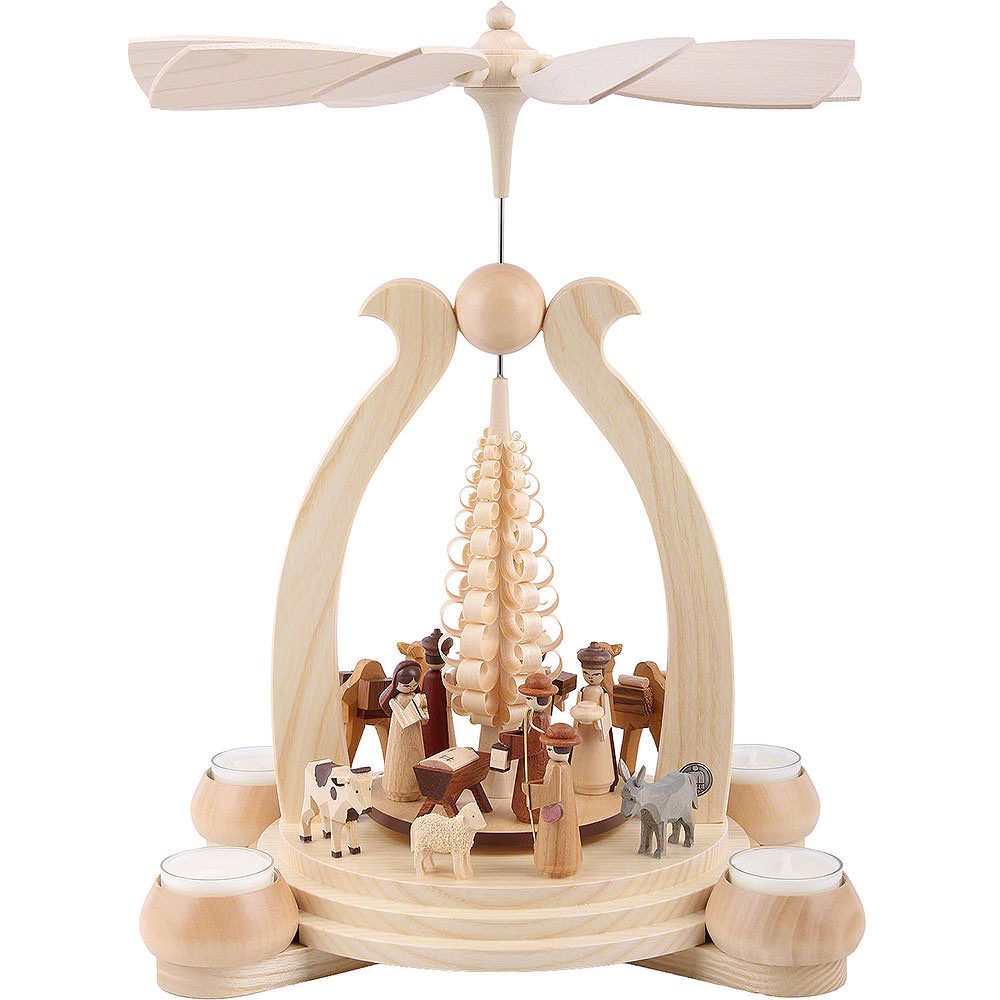 Müller Kleinkunst GmbH Seiffen Weihnachtspyramide 1-stöckige Pyramide Heilige Geschichte (34cm) von Müller Kleinkunst